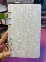 Lumineux Belle Marbre Blanc Perle Paillettes D'or Argent Feuille En Plastique Conseil Dur Cahier Classeur Couverture