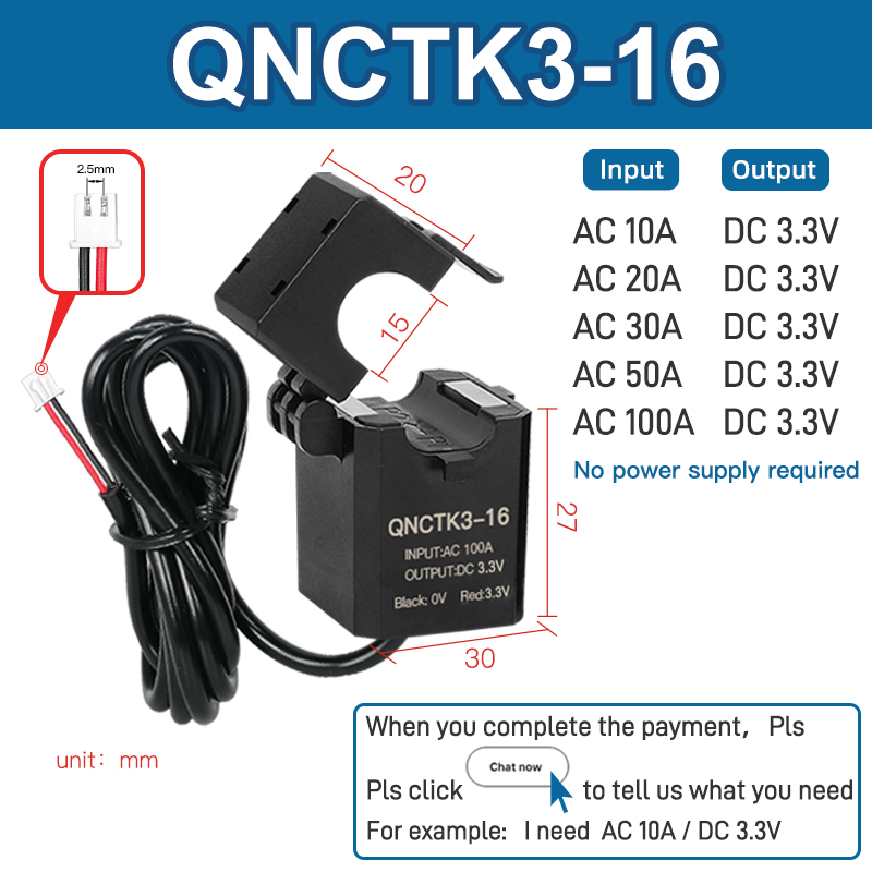 QNCTK3-16  AC 10A 20 30A 50A 100A / DC 3.3V