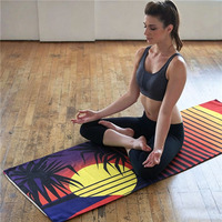 Serviette de yoga en microfibre gaufrée douce et écologique en polyester avec logo personnalisé, impression personnalisée, antidérapante
