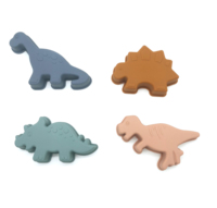 Silicone été plage jouets véhicule sable jouet dinosaure forme 4 pièces salle de bain eau jouer jouet ensemble pour enfants