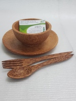 Bol en bois de coco jetable, écologique et fait main, en provenance du Vietnam