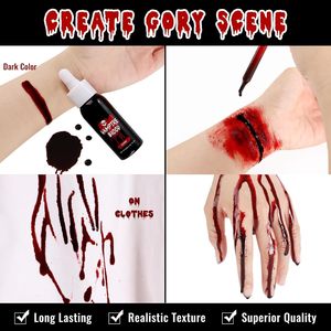 <span class=keywords><strong>Halloween</strong></span> goteando <span class=keywords><strong>sangre</strong></span> falsa 30ml oscuro lavable realista SFX maquillaje <span class=keywords><strong>pintura</strong></span> corporal para vampiro Zombie monstruo disfraz escenario - Product Image 4