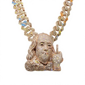 Pendentif de luxe unisexe en argent 925 plaqué, Moissanite VVS avec certificat GRA, motif Jésus, taille brillant rond, passe le testeur, style Hiphop Rapper - Product Image 4