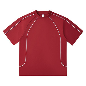 240g di cotone puro t-shirt da uomo a maniche corte stile americano colori a contrasto linea di tendenza nazionale High <span class=keywords><strong>Street</strong></span> Top - Product Image 6