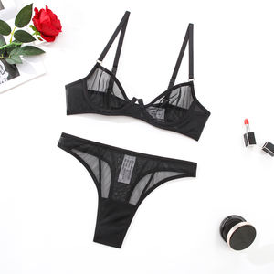 Мягкое Сетчатое нижнее белье от производителей, женское нижнее белье с бюстгальтером на косточках, трусики, комплект из 2 предметов - Product Image 6