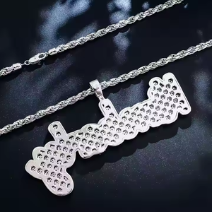 Collar de Plata de Ley 925 con Letra Inicial y Logotipo Personalizado, Chapado en Oro, con Moissanita VVS, para Hombre, a la Moda - Product Image 3