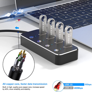 CE FCC ISO9001 Factory Aluminum Data Transfer 5Gbps 4-Port <strong>USB</strong> 3.0 Hub ON/OFF Individual <strong>Switches</strong> Type <strong>C</strong> to <strong>USB</strong> 3.0 Splitter - Product Image 3