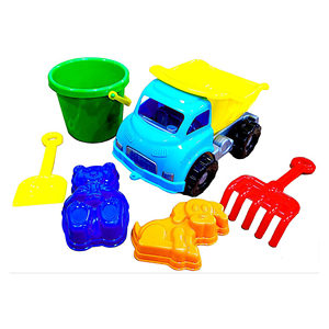 Kids <b>Beach</b> Dump Truck Toy Set with Bucket Shovel Rake and Sand Molds Outdoor Play Toy - Product Image 1