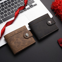 Dompet Pendek Pria Baru dengan Gesper, Desain PU Patchwork Stylish Tanpa Logo, Banyak Slot Kartu, Kantong Koin, Bahan Polyester Chic
