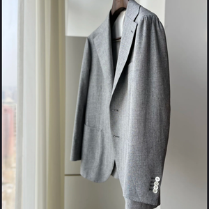 Blazer da <span class=keywords><strong>Uomo</strong></span> Grigio in Lana e Lino VBC Italiano Monopetto Traspirante Antipiega Lusso Business Casual Giacca Elegante per <span class=keywords><strong>Matrimonio</strong></span> - Product Image 2