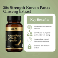 Extrait de Ginseng Rouge Coréen en Marque Blanche OEM/ODM, Extrait de Racine de Panax Ginseng, Capsules de Panax Ginseng Coréen