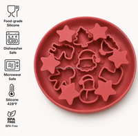 MoMoPaw 2026 Tapis de léchage festif en silicone écologique pour chien, design sapin de Noël et Père Noël, étanche, pour alimentation lente, cadeau de Noël