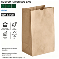 Sac en papier kraft imprimé sur mesure avec poignée pour emballage alimentaire de restaurant à emporter, brun 16lb, boîte cadeau de luxe personnalisée