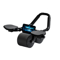 Soporte para Codos, Rueda Abdominal de Acero PP con Rebote Automático, Equipo de Ejercicio Abdominal para Quemar Grasa y Adelgazar el Abdomen, Equipo de Fitness para el Hogar