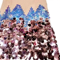 Tissu en maille de dentelle brodé 100% polyester, à motifs circulaires multicolores effet écailles de poisson, avec paillettes, pour robe de mariée transfrontalière