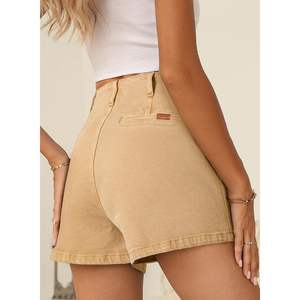 Short en jean taille haute pour femme Sidefeel 2025, braguette boutonnée, denim extensible Zimbaplatinum, coupe droite mi-haute, tenue d'été - Product Image 5