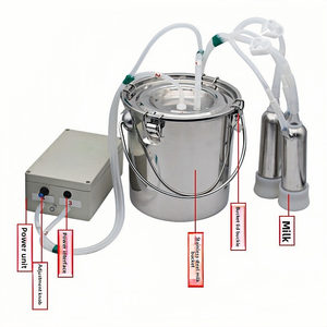 Machine à traire à pulsateur d'air haute performance motorisée en acier inoxydable 304 pour usage agricole, tension personnalisable, garantie 1 an pour les vaches - Product Image 5