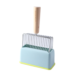 Large <b>Cat</b> Litter Scoop with Holder, Fast Sifting Kitten Poop Lifter, Steel <b>Cat</b> Litter Scooper with Wood Handle <b>Stand</b> - Product Image 2