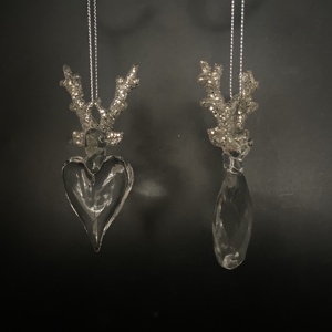 Pendente Ornamentale in Cristallo Trasparente a Forma di Corno di Alce e Angelo per Albero di Natale - Product Image 3