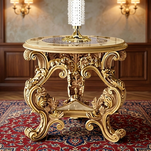 Teakwood Antique Gold Round <b>Table</b> <b>Stool</b> Handcrafted Solid Wood Decorative Accent <b>Stool</b> For Living Room Bedroom - Product Image 4