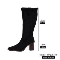 Chaussures pour femmes, nouveau Design personnalisé, talons hauts sexy de luxe, bottes longues de 7.5cm, 31cm, dessus en daim artificiel, fermeture éclair latérale, JXia00-80