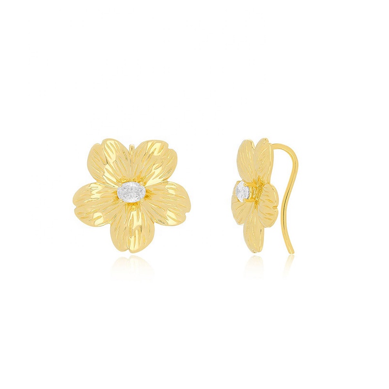 Orecchini a bottone con fiore in vero oro 14K Orecchini da sposa per il suo paio di orecchini a bottone con fiore minuscolo - Italia