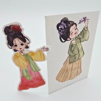 Maßgeschnittene Hanfu-Mädchen Kunstkarte Premium Spezialpapier Chinesischer Stil Charakter-Illustration Postkarte
