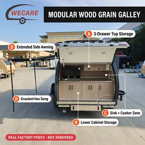 WECARE Roulotte Teardrop Fuoristrada <span class=keywords><strong>4x4</strong></span>, Piccolo Rimorchio da Viaggio con Cucina Posteriore per Avventure in Famiglia - Product Image 3