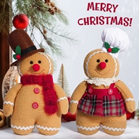 Figurines de Noël en forme d'homme en pain d'épices, décorations de fête, jolies décorations de vacances, poupée de chef en pain d'épices de dessin animé, jouet en tissu