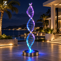 Sculpture ADN en acier inoxydable illuminée, finition miroir, art scientifique personnalisé pour la décoration paysagère des places, hôtels, centres d'art et campus