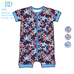 Tutina a maniche corte in bambù RD Patriotic - Tutina con cerniera a stelle e strisce per il 4 <span class=keywords><strong>luglio</strong></span> per neonati e bambini piccoli - Product Image 5