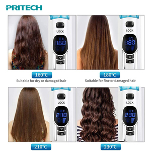 PRITECH Temperature Control Steam Hair Straightener <strong>Brush</strong> With Hang up Loop 2-in-1 Moisture Mist <strong>Ceramic</strong> High Tech <strong>Hot</strong> Comb - Product Image 5