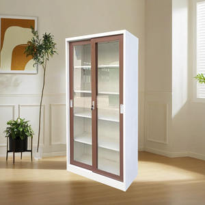 Meubles de bureau en acier porte coulissante en verre bibliothèque classeur/pièces d'étagère en métal - Product Image 3