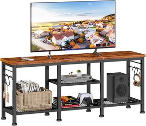 Entertainment Center with Open Storage <strong>Shelves</strong> TV Media Console Table with <strong>Soundbar</strong> <strong>Shelf</strong> for Living Room - Product Image 1