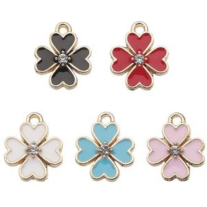 จี้รูปใบโคลเวอร์สี่แฉก โลหะผสมสังกะสี ประดับเพชรเทียม อุปกรณ์ทำเครื่องประดับ DIY สำหรับสร้อยข้อมือและสร้อยคอ - Product Image 5