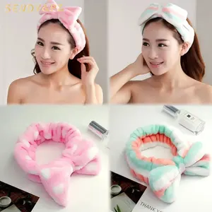 Spa Headband Phụ Nữ Lông Cừu Tóc Ren Lớn Bow Rửa Mặt Headband Make Up Headband Tóc Ban Nhạc Bow