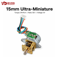 Moteur pas à pas compact à engrenages 15 mm VGSM1526 NEMA 6 5V 18 degrés 2 phases avec boîte de vitesses 50:1 pour impression, photographie et maison intelligente