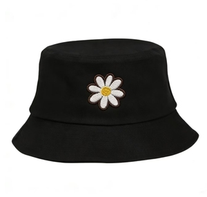 Sombrero de Pescador con Bordado de Margaritas - Sombrero de Algodón para Protección Solar - Colores Personalizados para Mujeres y Niñas - Product Image 1