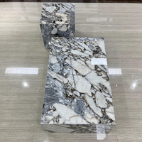 Socle en marbre naturel Table d'appoint en pierre Table basse en marbre Titanic Storm poli