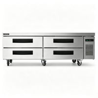 Réfrigérateur de Comptoir Commercial à 4 Tiroirs en Acier Inoxydable, Base Réfrigérée pour Chef, Approuvé ETL, Dégivrage Automatique, Numérique