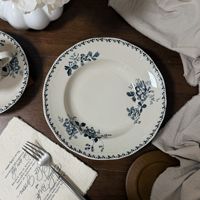 Assiettes à dîner en céramique imprimées de fleurs bleues de style vintage européen, décoration de table, ensemble de tasses et d'assiettes pour mariage