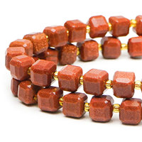 Perles en pierre cubique naturelle d'aventurine dorée facettée Xulin en gros, 6mm, 8mm, 10mm, perles cubiques en vrac