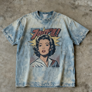 T-shirt Personalizzata Strappata e Usurata con Stampa, 100% Cotone Lavato con Acido per un Effetto Vintage Sbiadito e Consumato. - Product Image 2