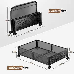 Bedroom Rolling Foldable Metal Underbed Under The Bed Storage Drawers Cart Container Organizer Box With Wheel And Handle