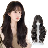 Perruque complète synthétique améliorée pour femme, fabriquée à la machine, sans filet, avec raie, style Deep Wave, tendance