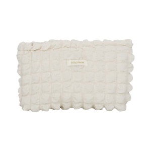 <b>Cream</b> Quilted <b>Clutch</b> Bag Small Size Ruffle Edge Minimalist Style All Seasons Daily Use - Product Image 1
