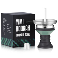 Yimi Hookah : Bol en céramique, support à charbon, joint en silicone, filtre à saveur pour chicha, finition laquée en caoutchouc, type droit
