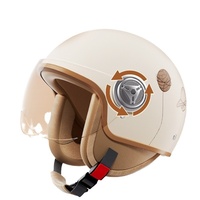Casque Ouvert Homologué DOT Rétro 3/4 Style Vintage pour Scooter, Dirt Bike, Go-Kart, Cyclomoteur, Vélo Électrique avec Boucle Rapide Légère