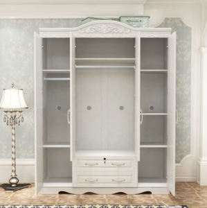 Armoire de style européen avec miroir maison chambre petit appartement <span class=keywords><strong>location</strong></span> chambre armoire moderne simple en bois sans peinture - Product Image 2