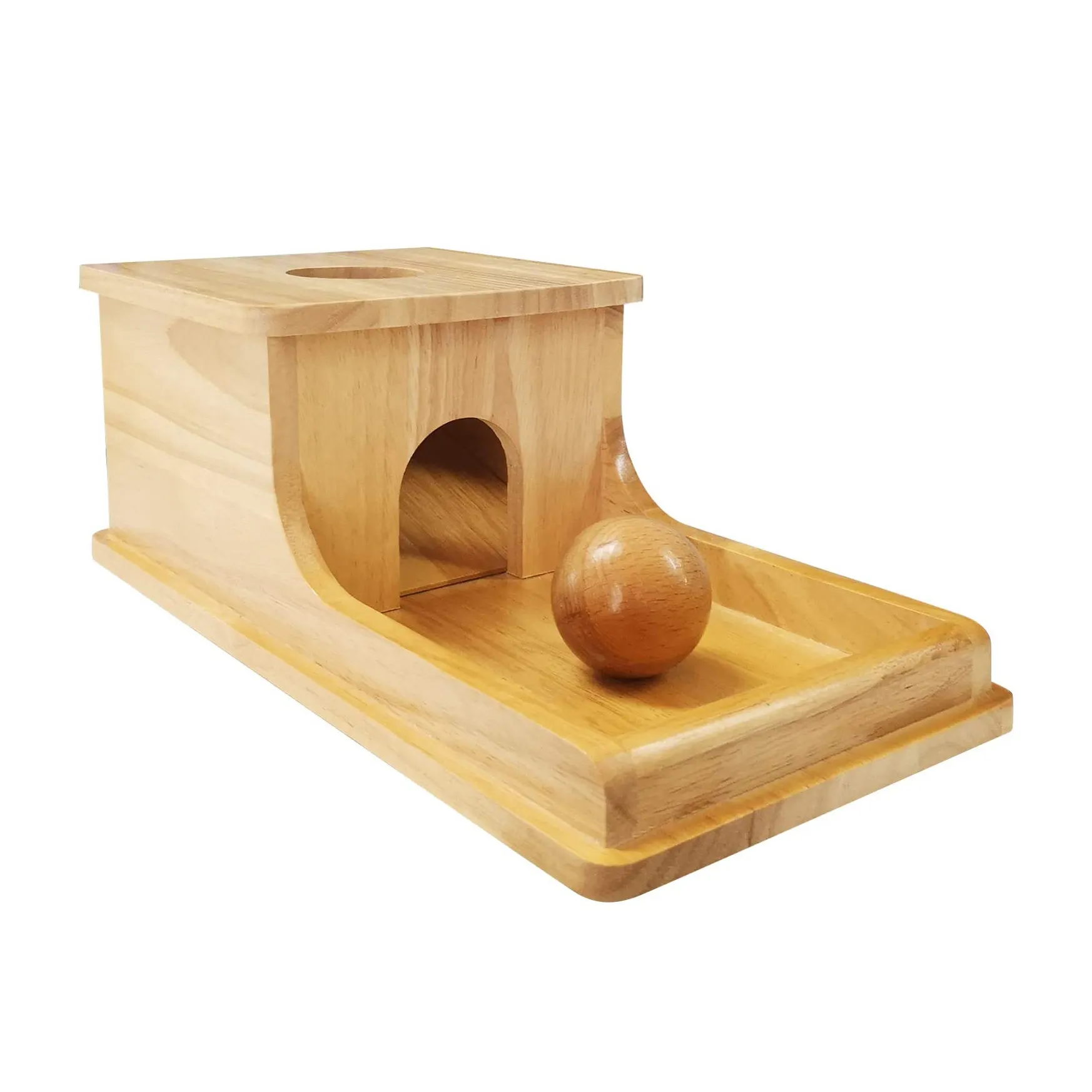 Boîte en bois pour fixer un objet avec plateau et boule, outils Montessori